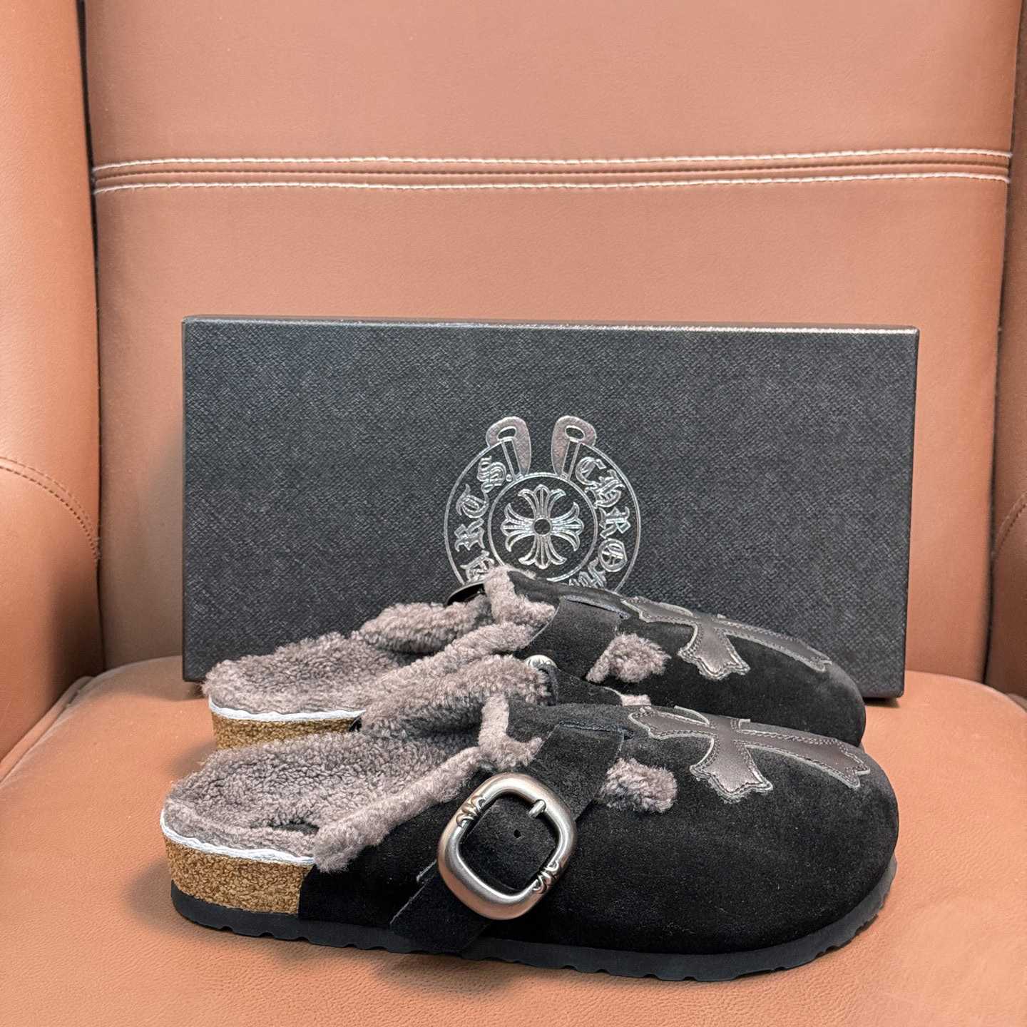 Chrome Hearts Birkenstock Boston Suede Sandals  - DopestKickz