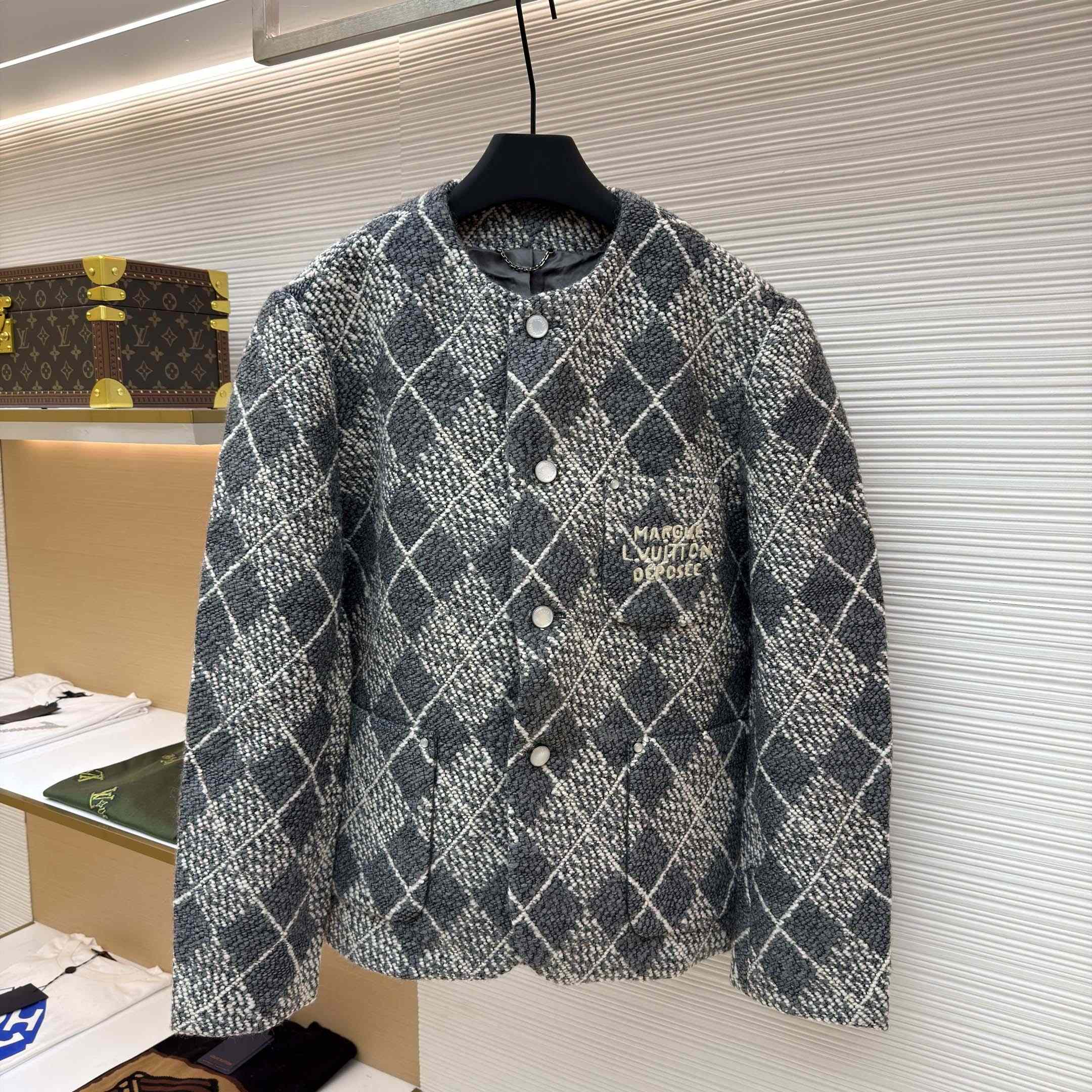 Louis Vuitton Chic Collarless Wool Jacket - DopestKickz