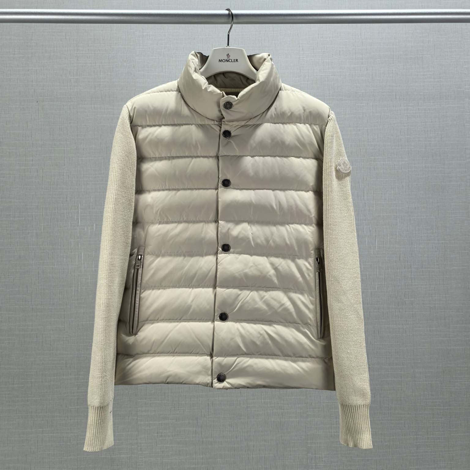 Moncler Ribbed Cotton and Quilted Shell Down Zip-Up Cardigan - DopestKickz