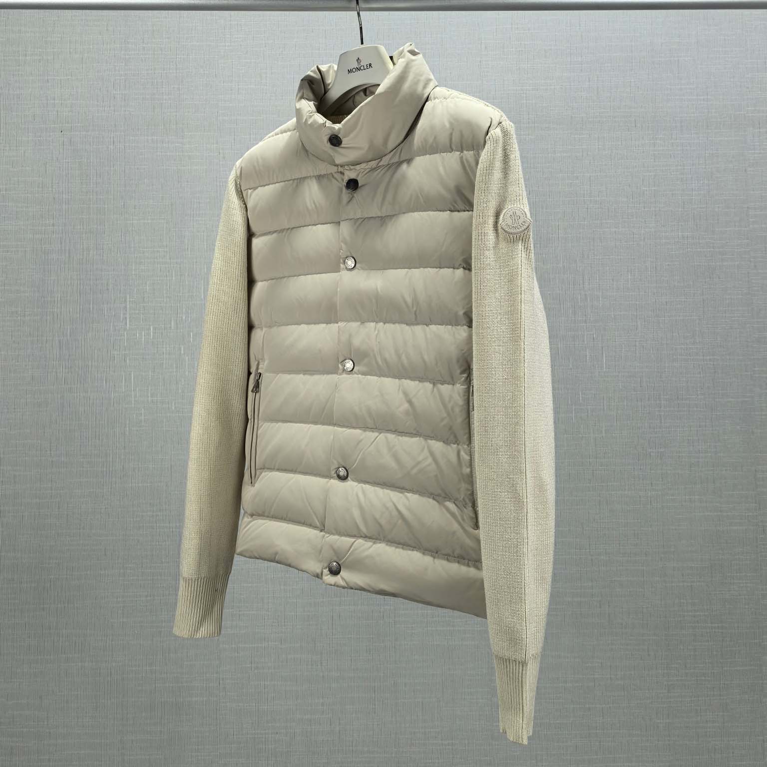 Moncler Ribbed Cotton and Quilted Shell Down Zip-Up Cardigan - DopestKickz