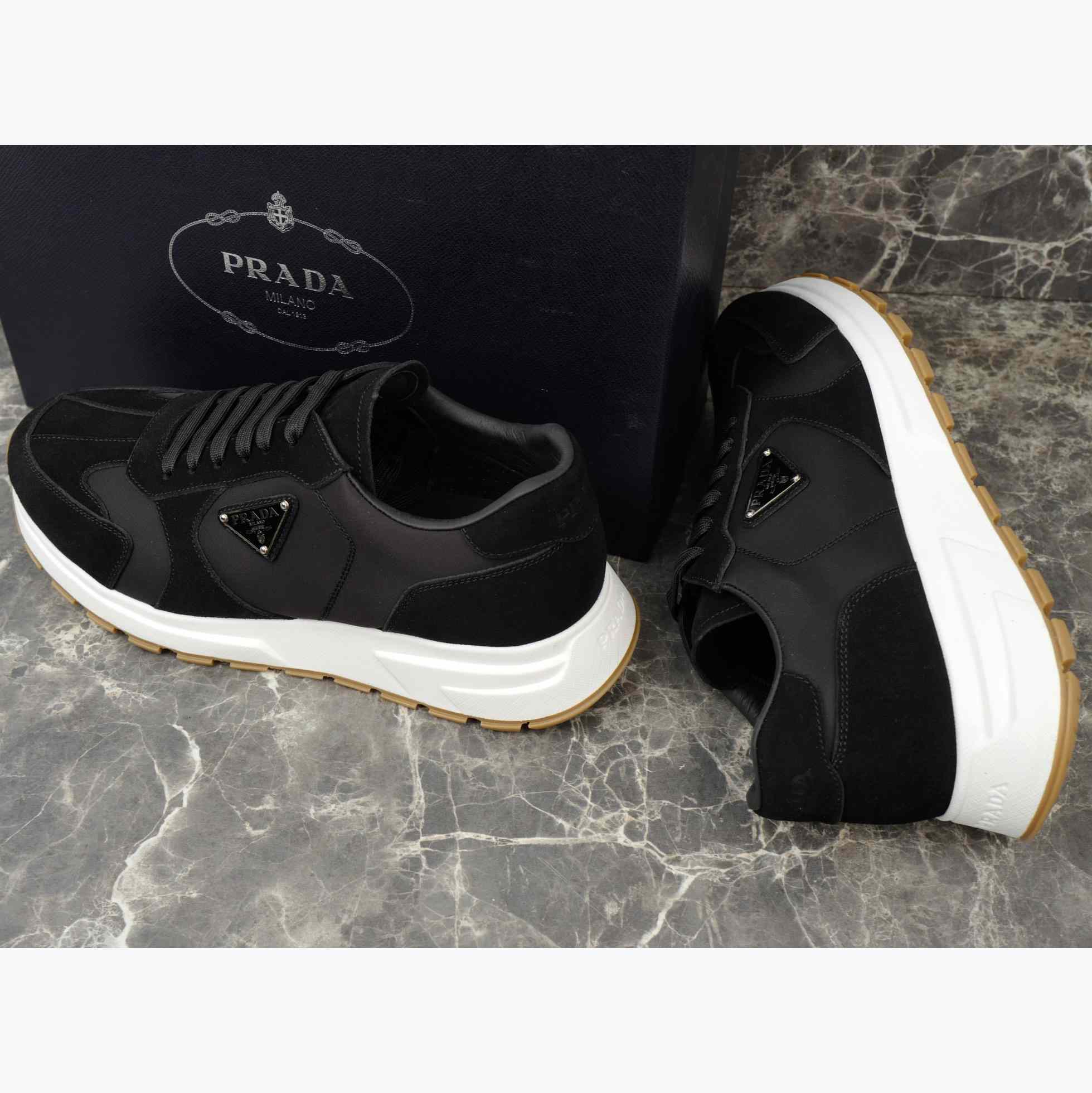 Prada Prax Suede And Re-Nylon Sneakers - DopestKickz