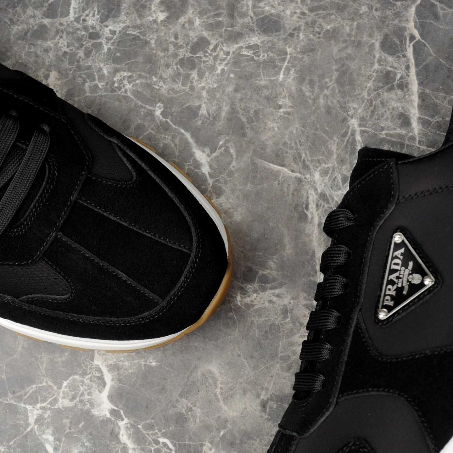 Prada Prax Suede And Re-Nylon Sneakers - DopestKickz