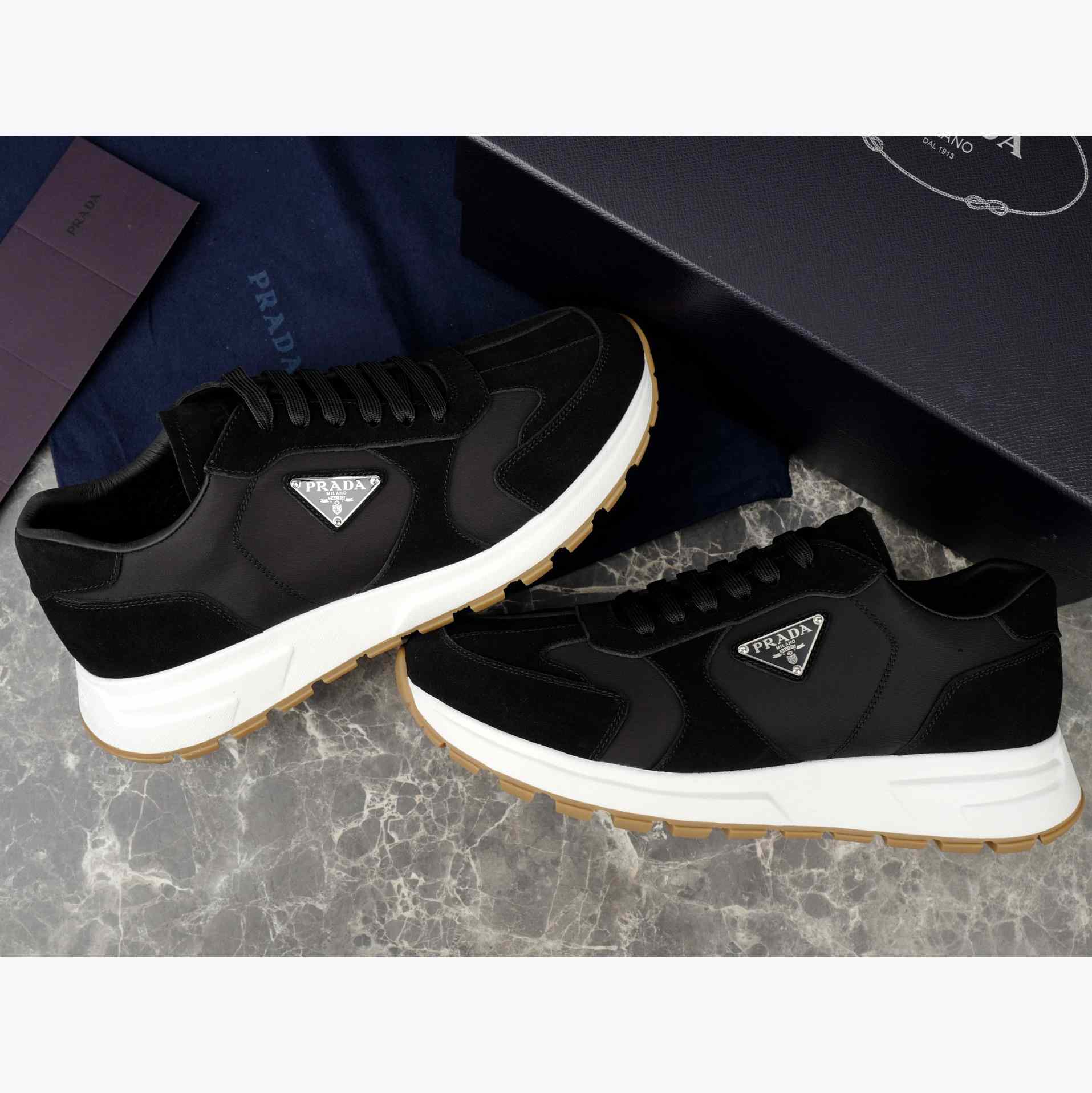 Prada Prax Suede And Re-Nylon Sneakers - DopestKickz