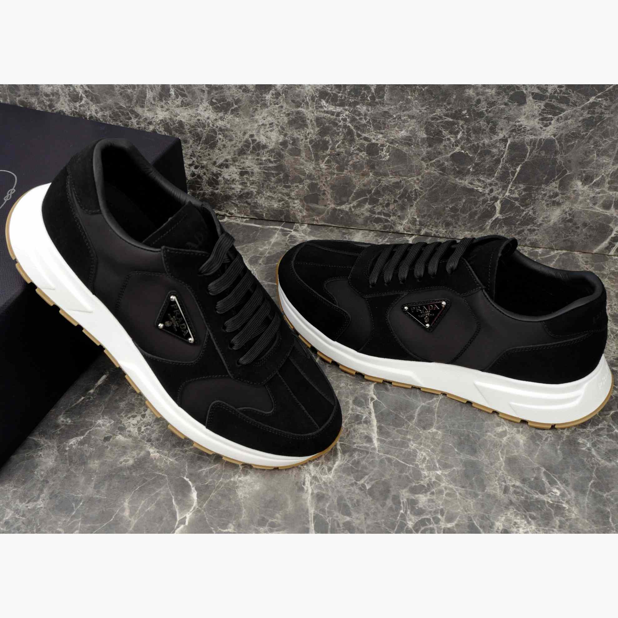 Prada Prax Suede And Re-Nylon Sneakers - DopestKickz