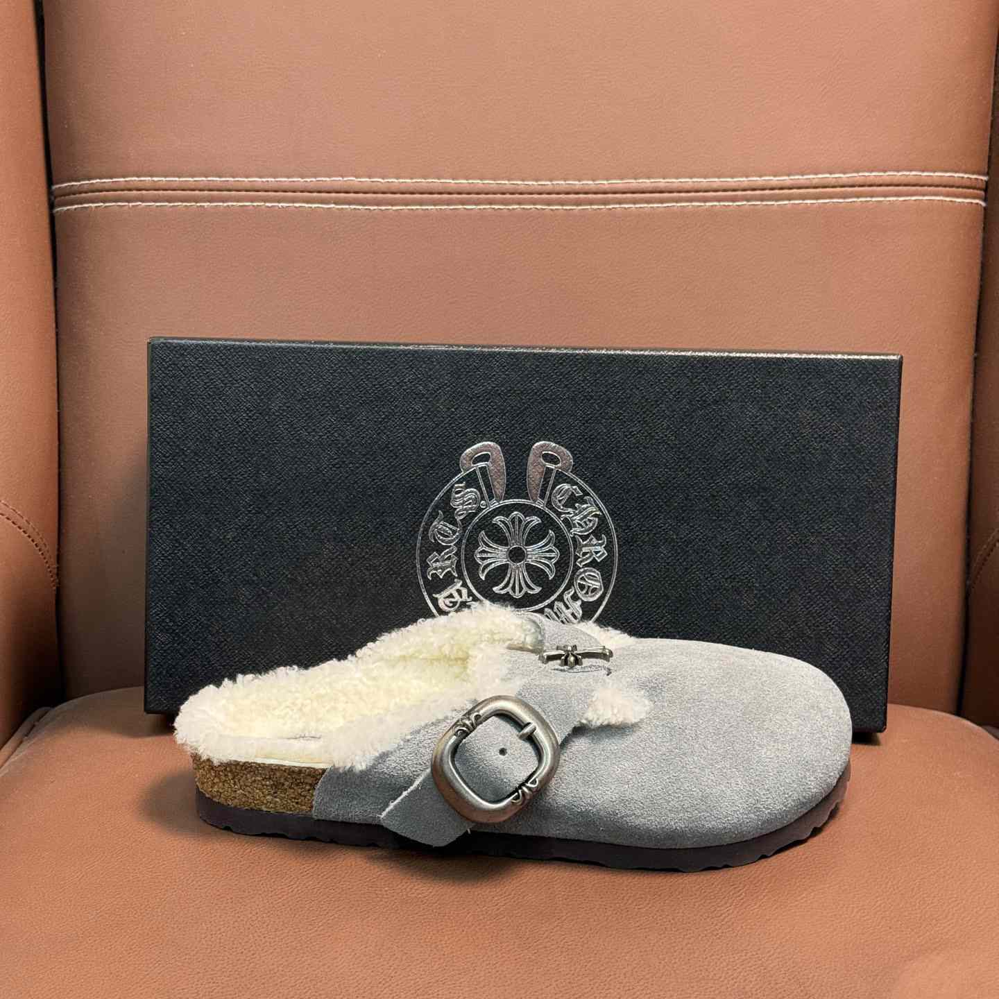 Chrome Hearts Birkenstock Boston Suede Sandals  - DopestKickz