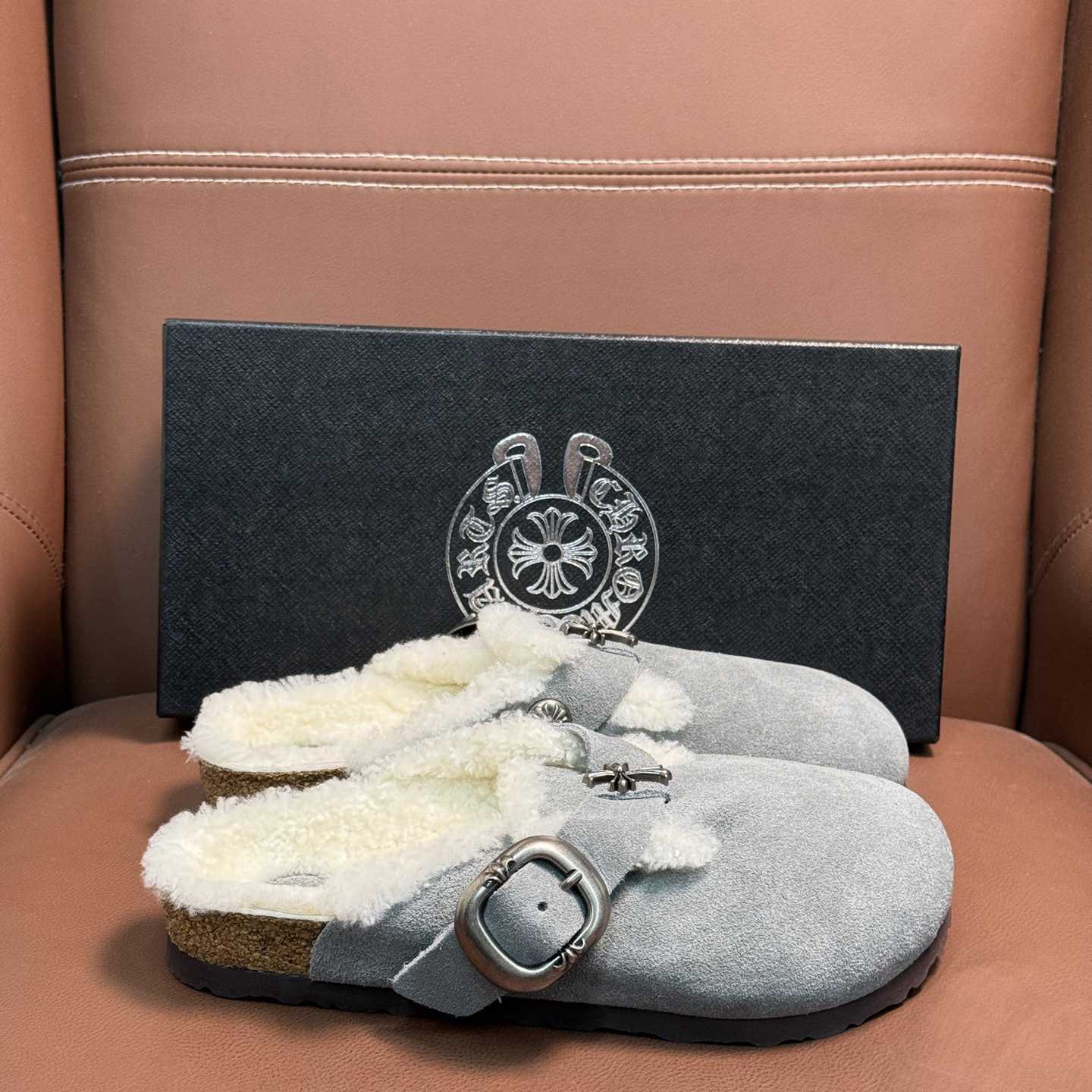 Chrome Hearts Birkenstock Boston Suede Sandals  - DopestKickz