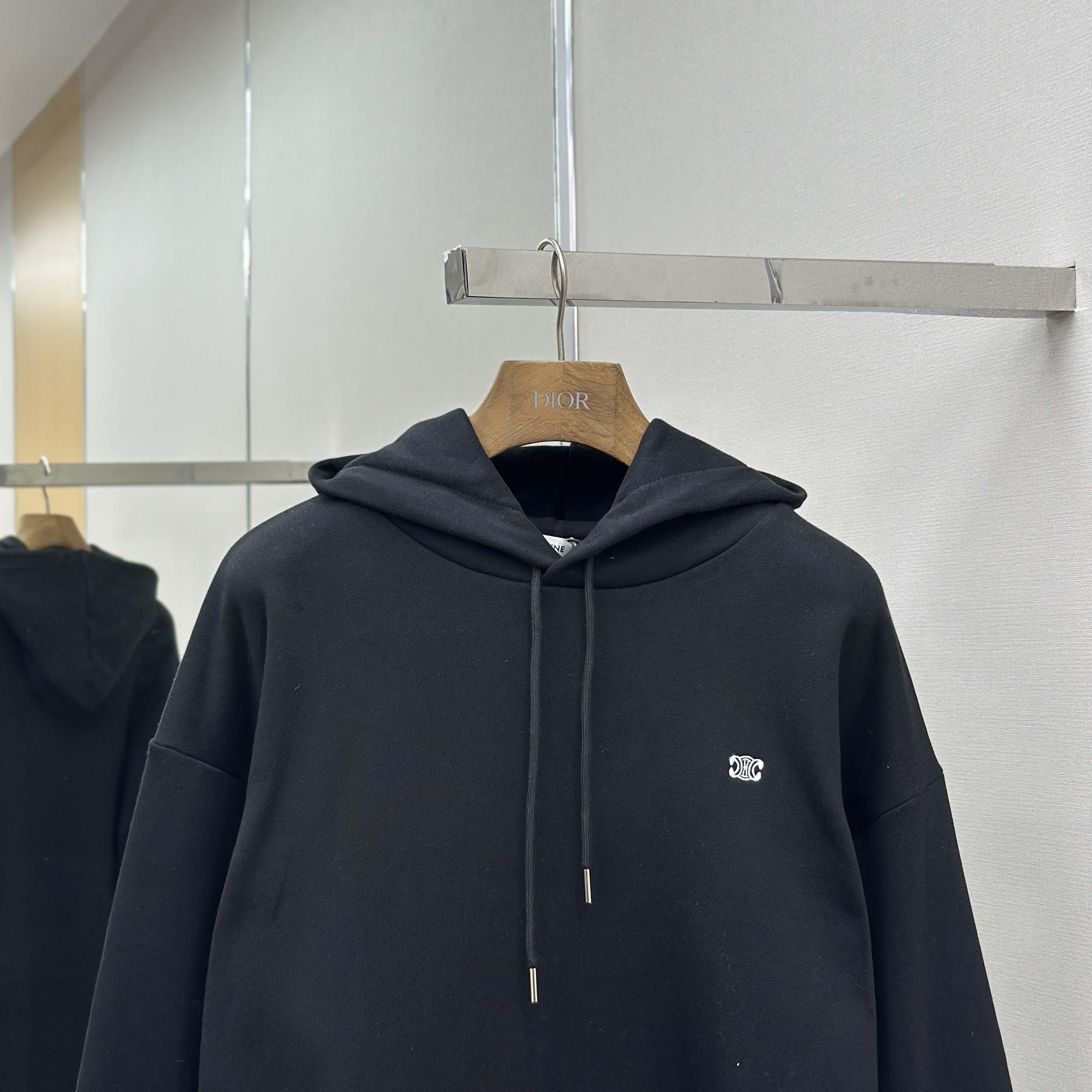 Celine Triomphe Loose Hoodie In Cashmere Cotton - DopestKickz