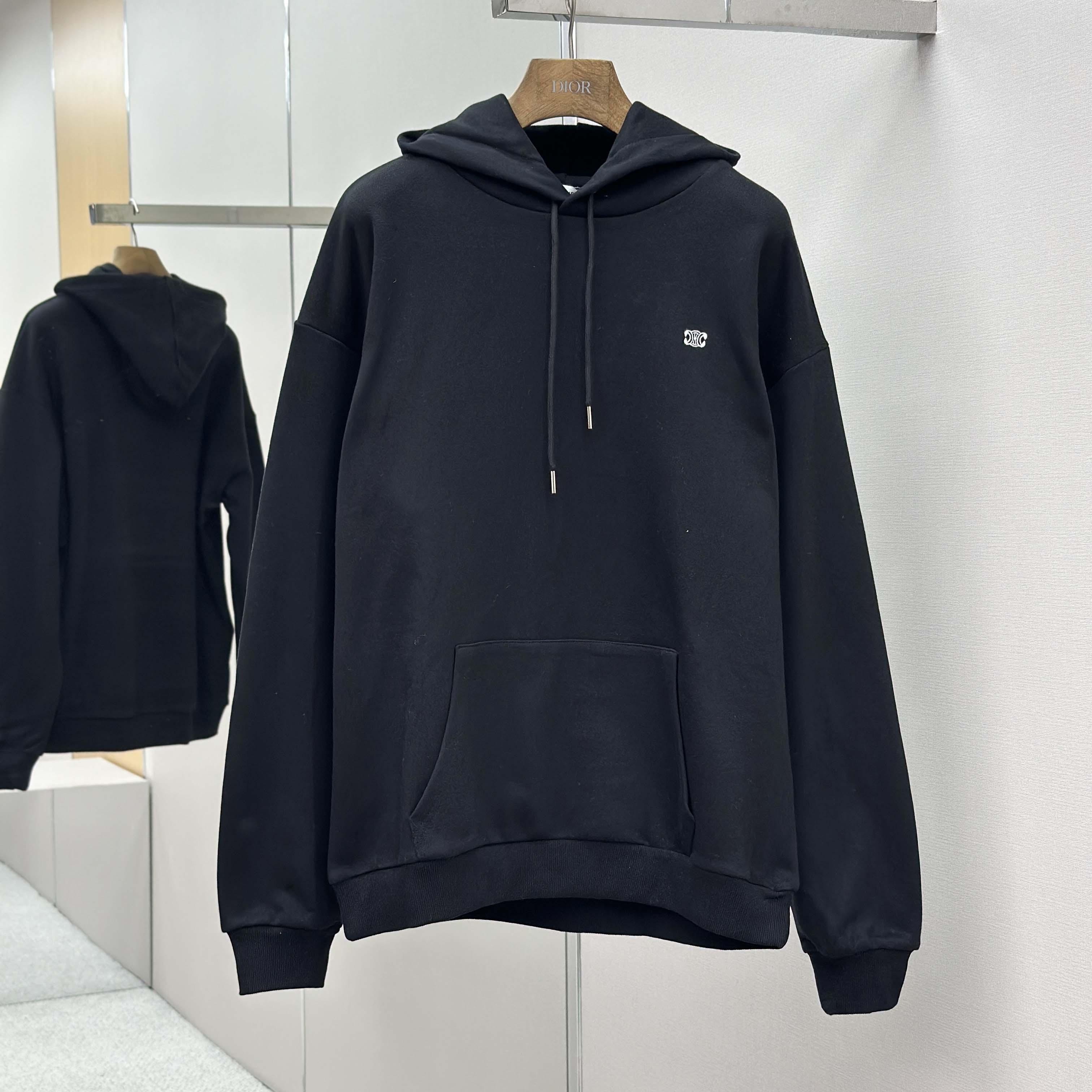 Celine Triomphe Loose Hoodie In Cashmere Cotton - DopestKickz