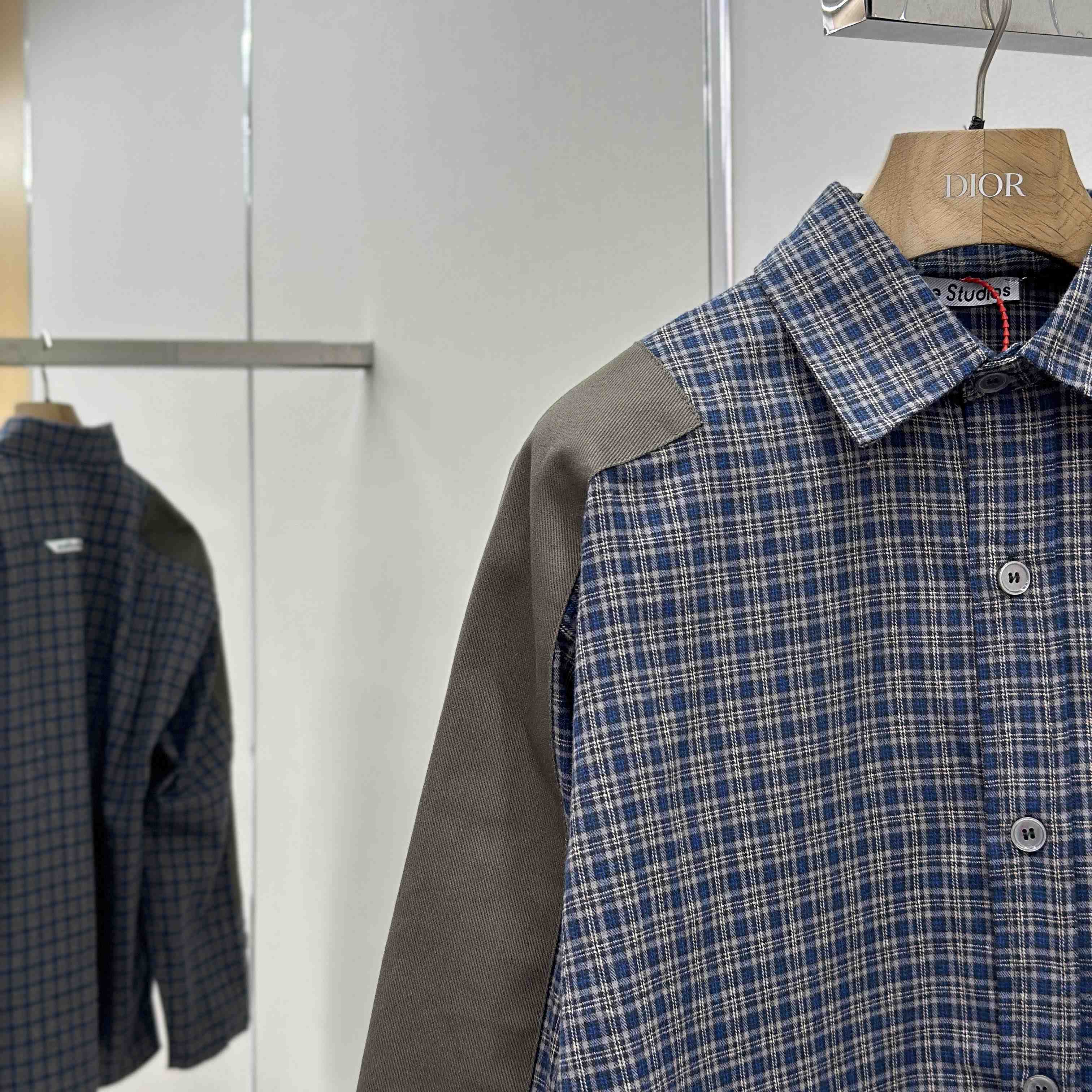 Acne Studios Gray Checked Flannel Shirt - DopestKickz