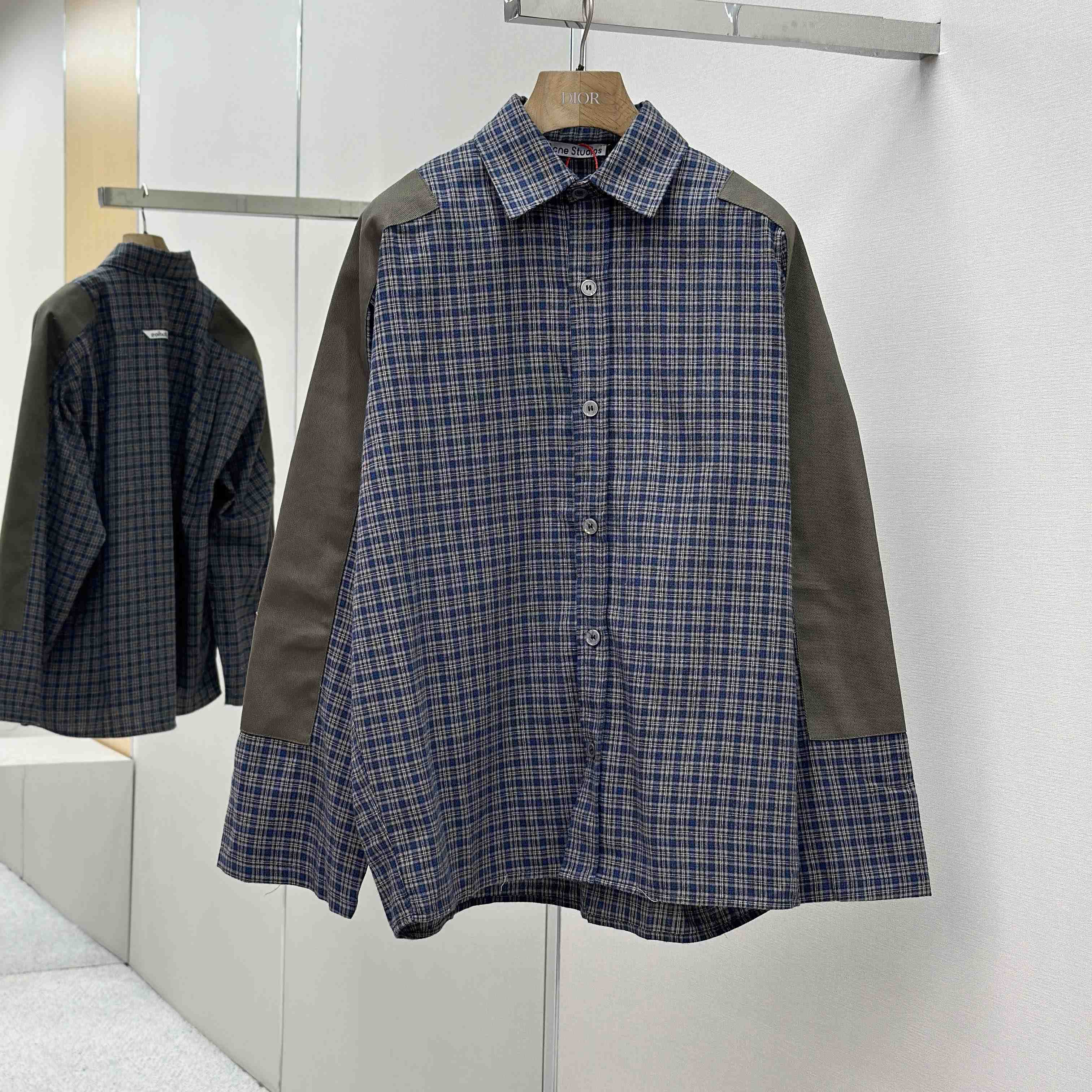 Acne Studios Gray Checked Flannel Shirt - DopestKickz