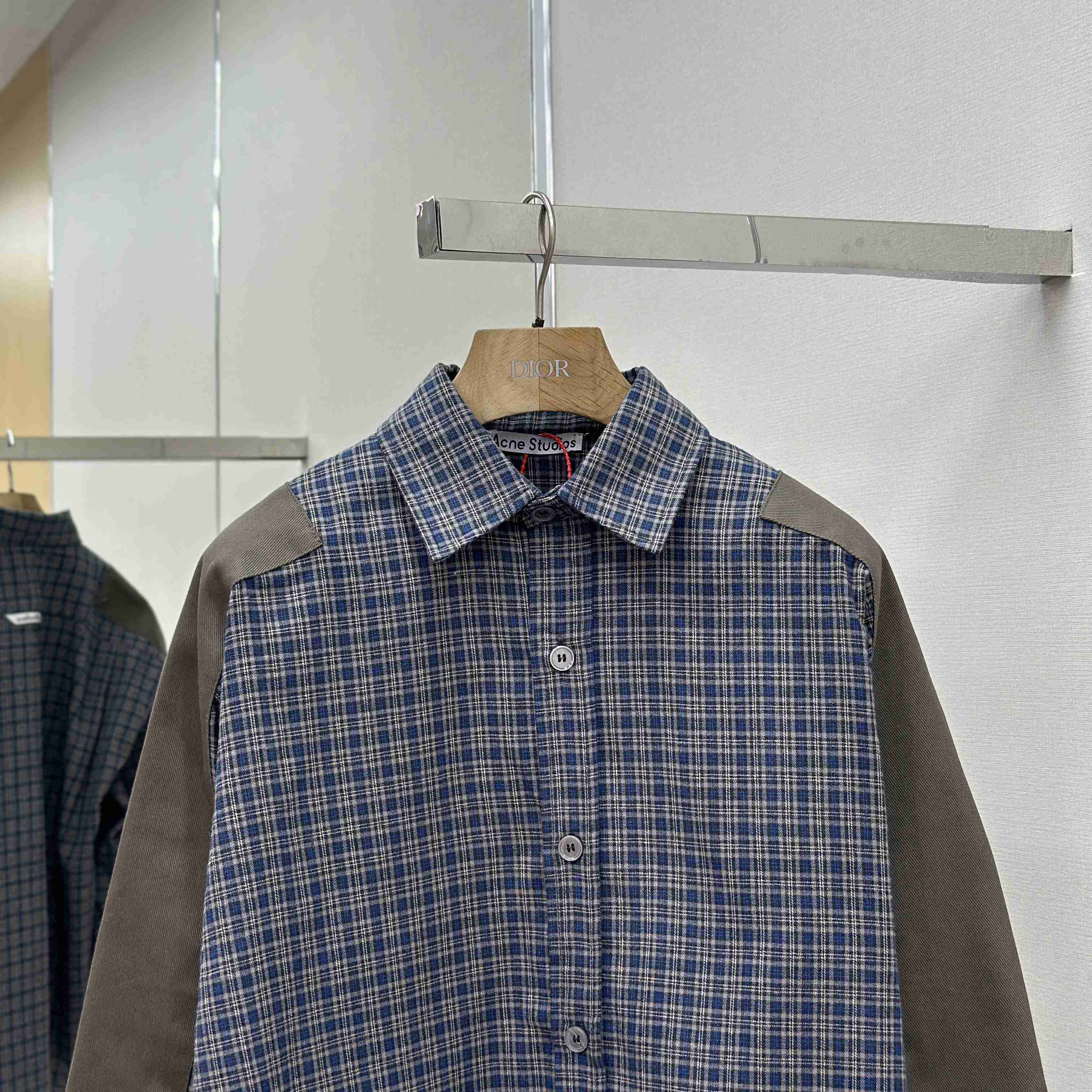 Acne Studios Gray Checked Flannel Shirt - DopestKickz