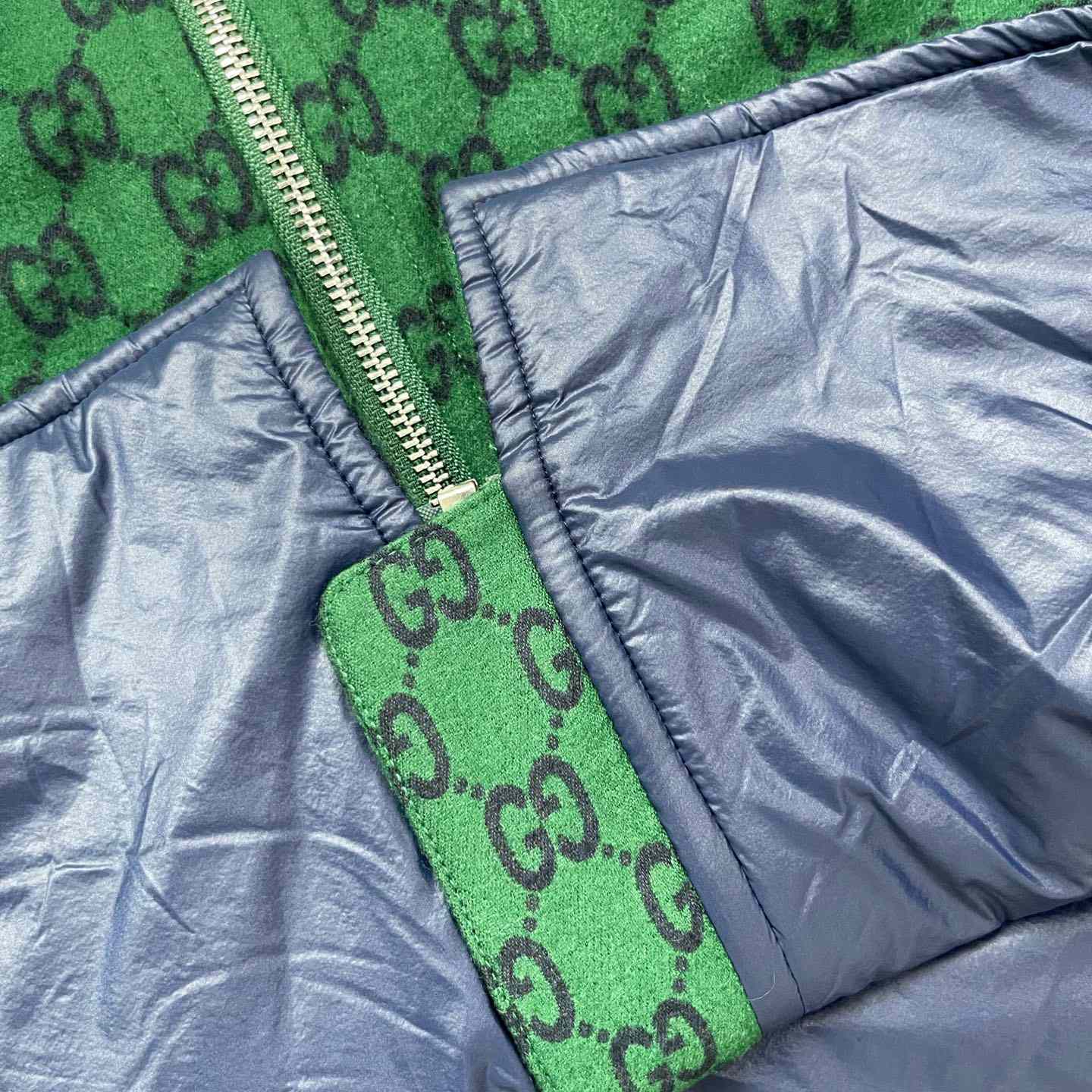 Gucci Green Gg Wool Flannel Padded Overshirt - DopestKickz