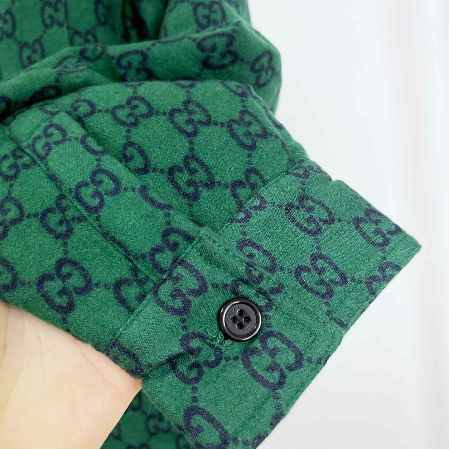 Gucci Green Gg Wool Flannel Padded Overshirt - DopestKickz