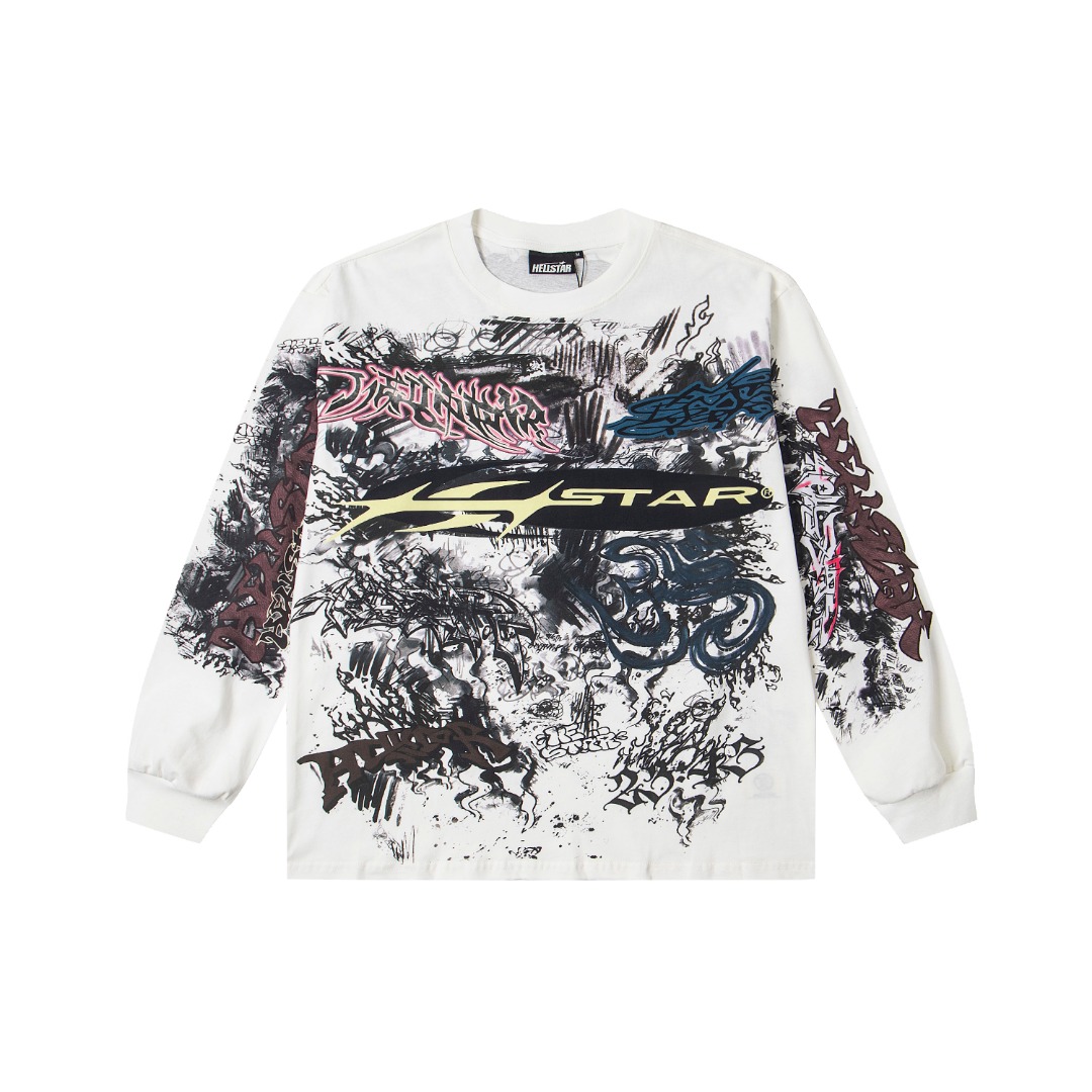 Hellstar Graffiti Long-Sleeve 'White' - DopestKickz