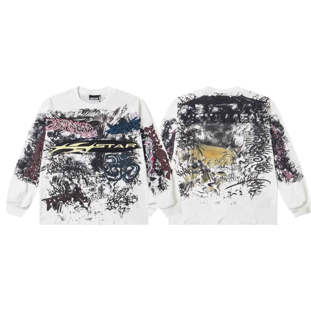 Hellstar Graffiti Long-Sleeve 'White' - DopestKickz