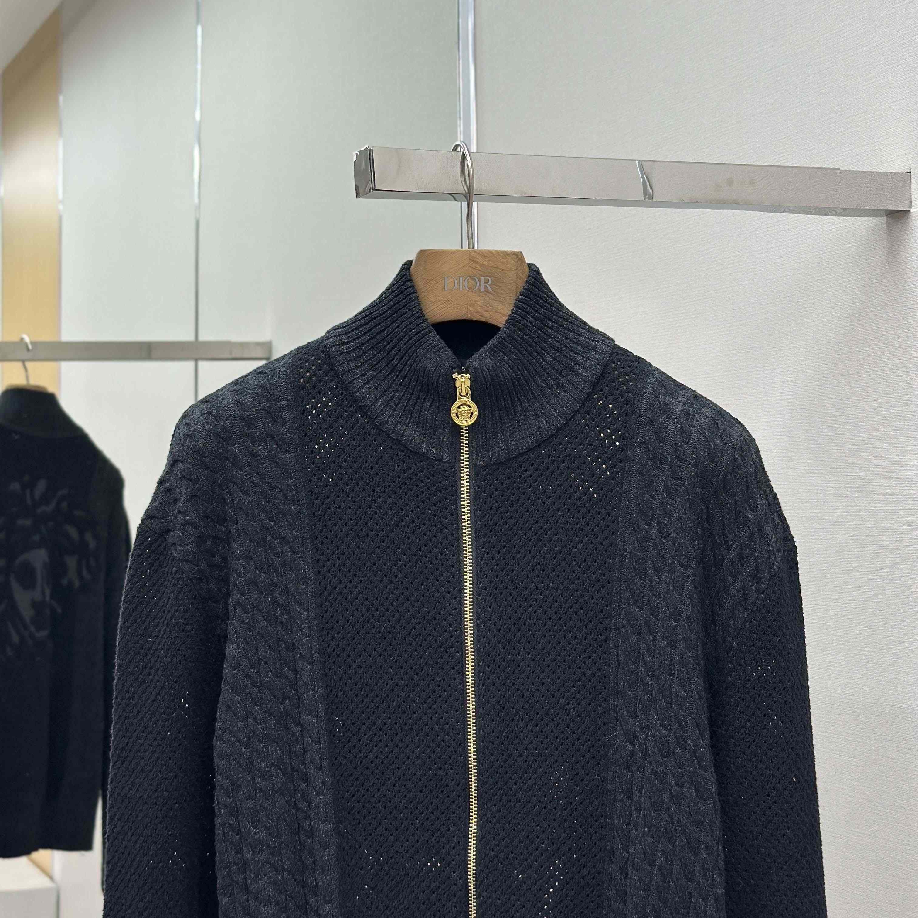 Versace Medusa Jacquard Zip Knit Sweater  - DopestKickz