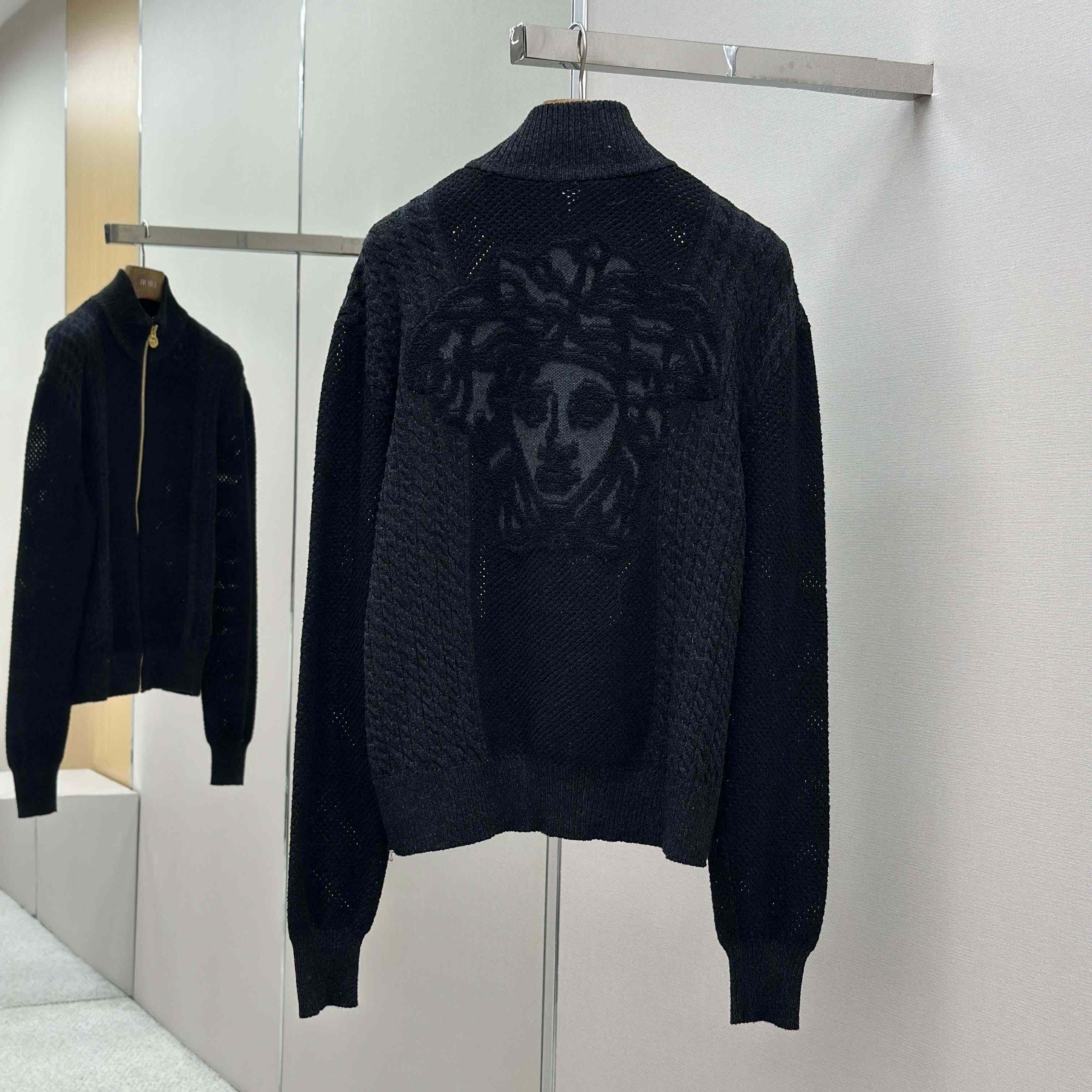 Versace Medusa Jacquard Zip Knit Sweater  - DopestKickz