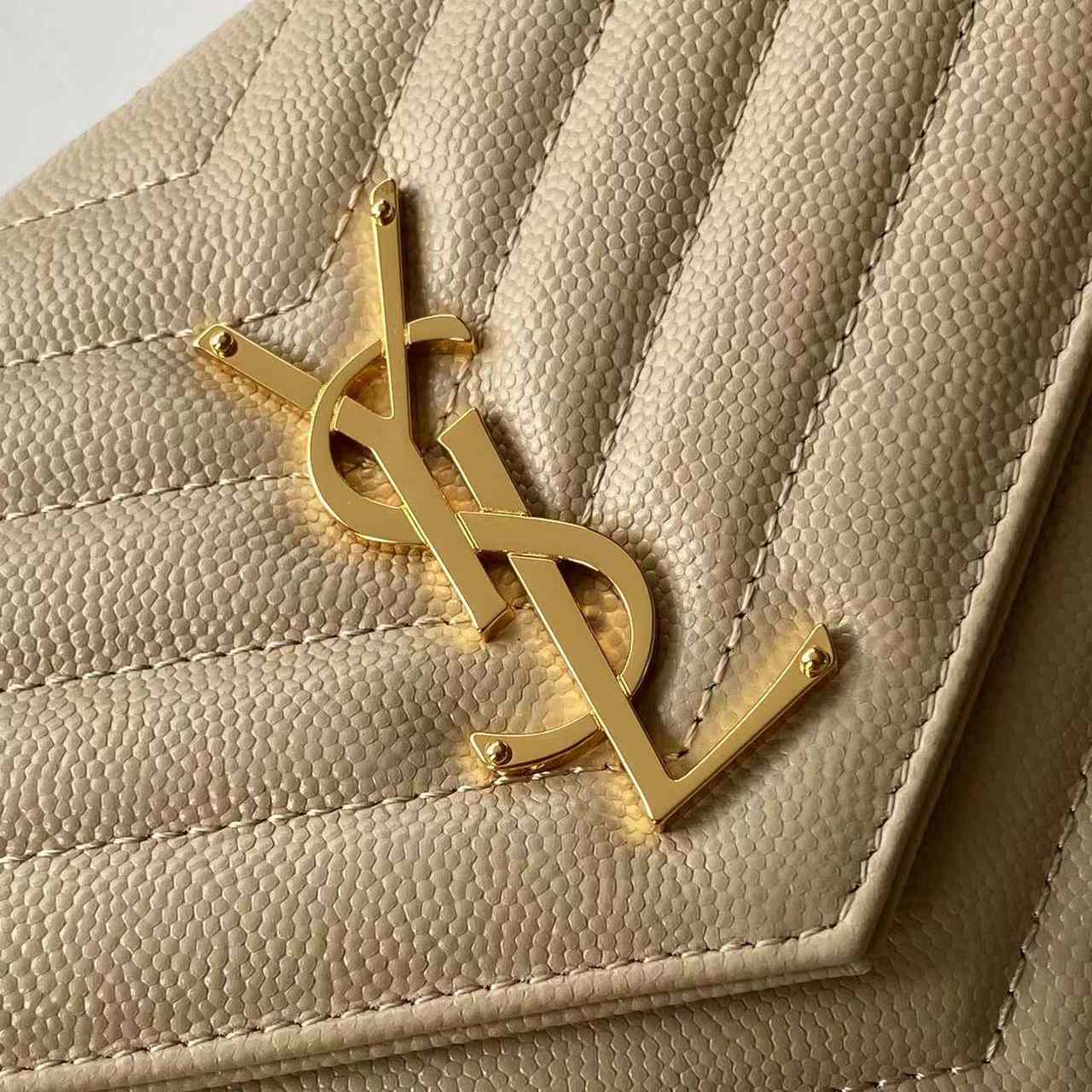 Saint Laurent Cassandre Chain Wallet In Lambskin (22.5x14x4cm) - DopestKickz
