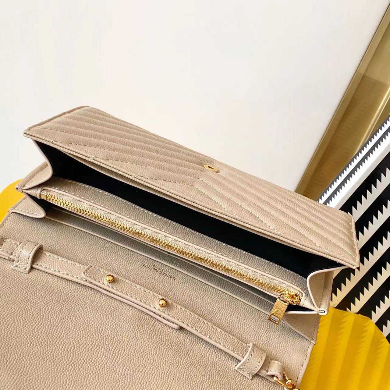 Saint Laurent Cassandre Chain Wallet In Lambskin (22.5x14x4cm) - DopestKickz