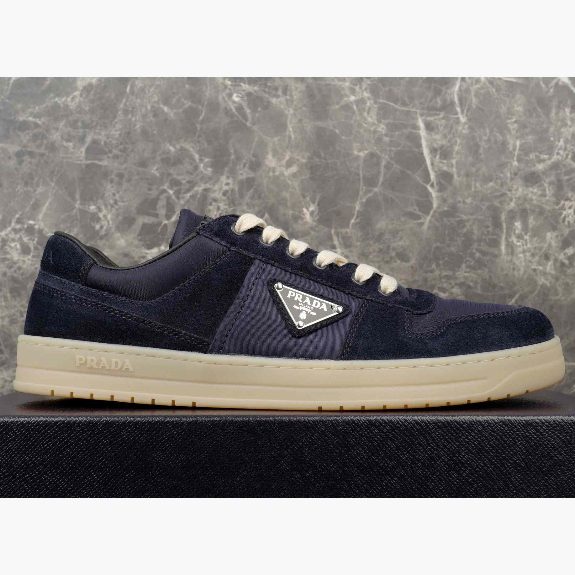 Prada Downtown Re-Nylon And Suede Sneakers - DopestKickz
