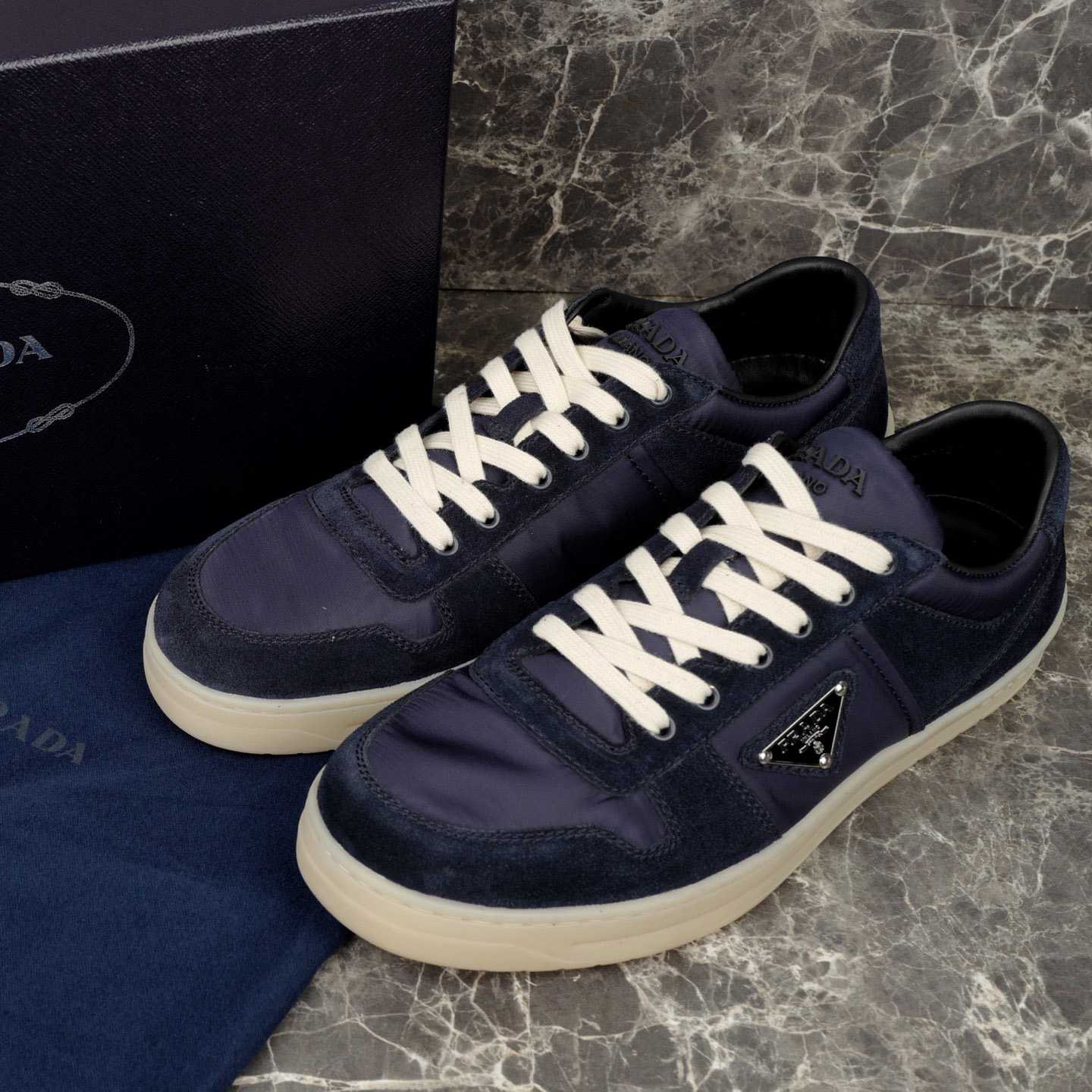 Prada Downtown Re-Nylon And Suede Sneakers - DopestKickz