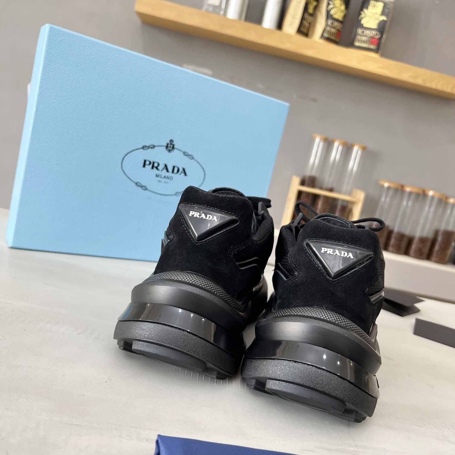 Prada Systeme Brushed Leather Sneaker - DopestKickz