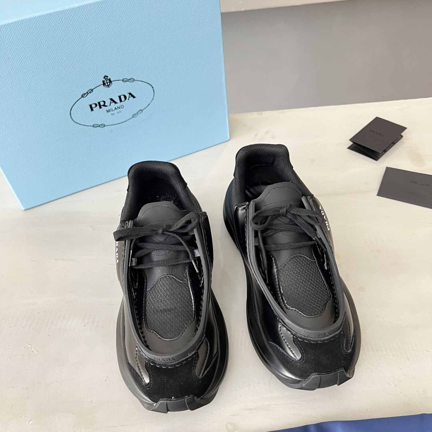 Prada Systeme Brushed Leather Sneaker - DopestKickz