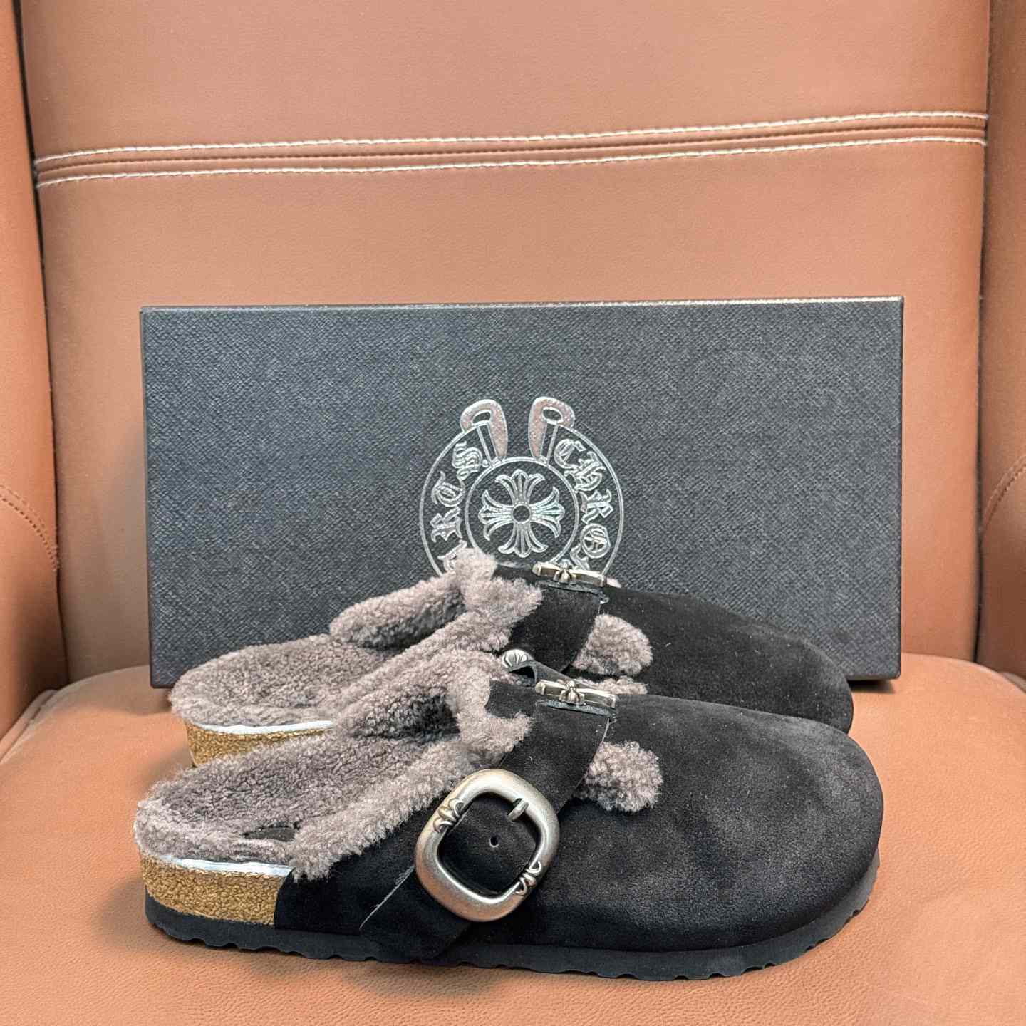 Chrome Hearts Birkenstock Boston Suede Sandals  - DopestKickz