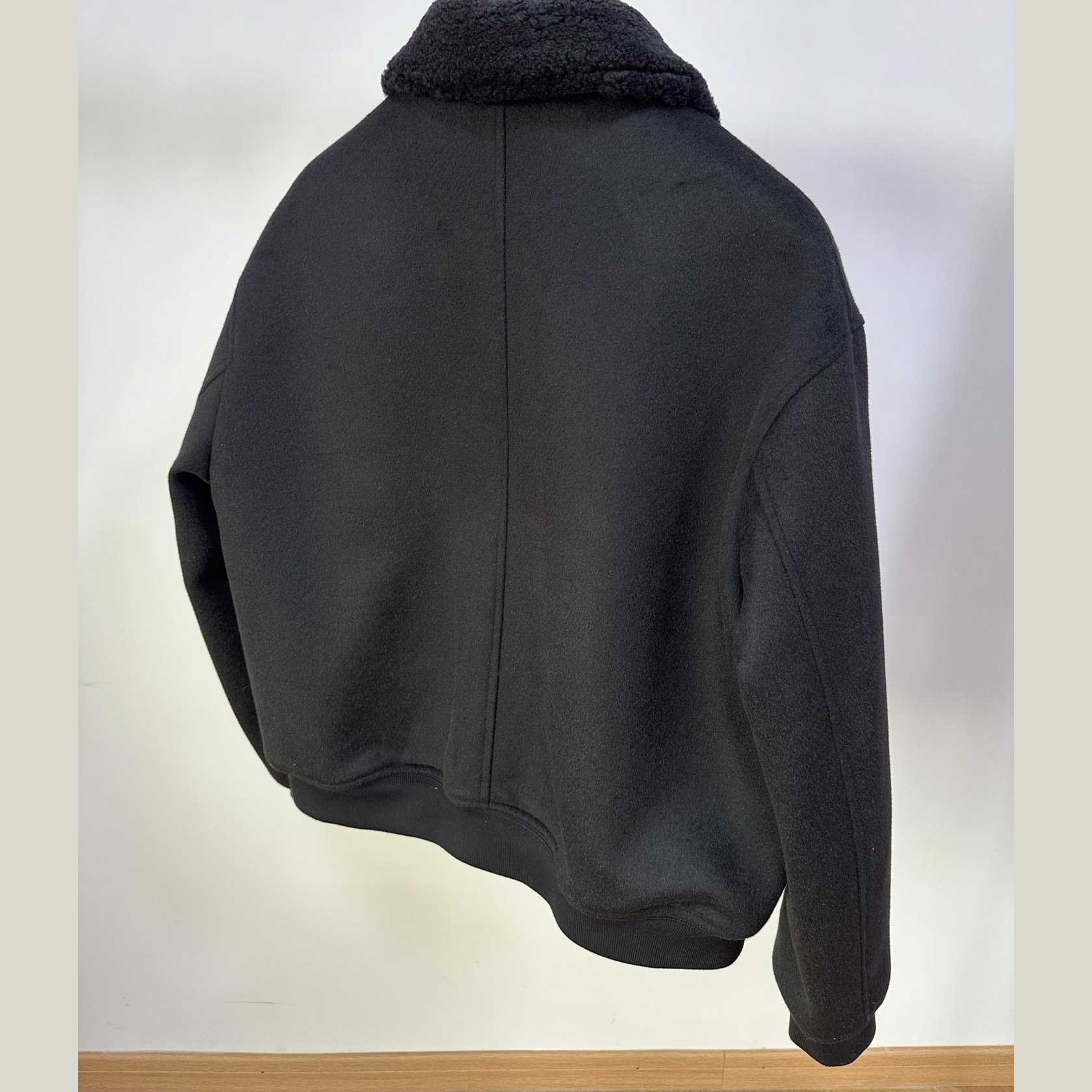 Tom Ford Black Shearling And Leather-trimmed Wool-blend Bomber Jacket - DopestKickz