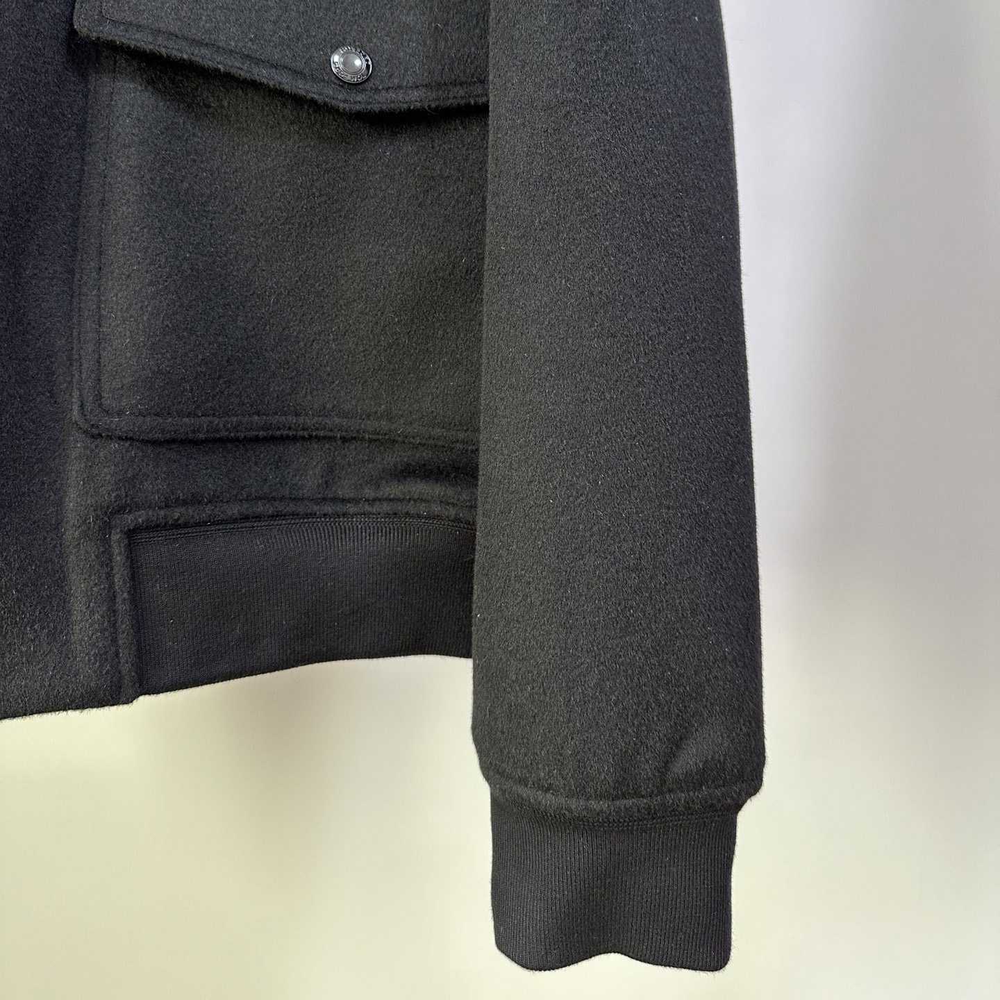 Tom Ford Black Shearling And Leather-trimmed Wool-blend Bomber Jacket - DopestKickz