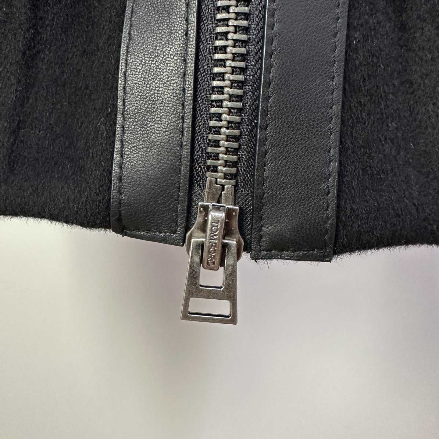 Tom Ford Black Shearling And Leather-trimmed Wool-blend Bomber Jacket - DopestKickz