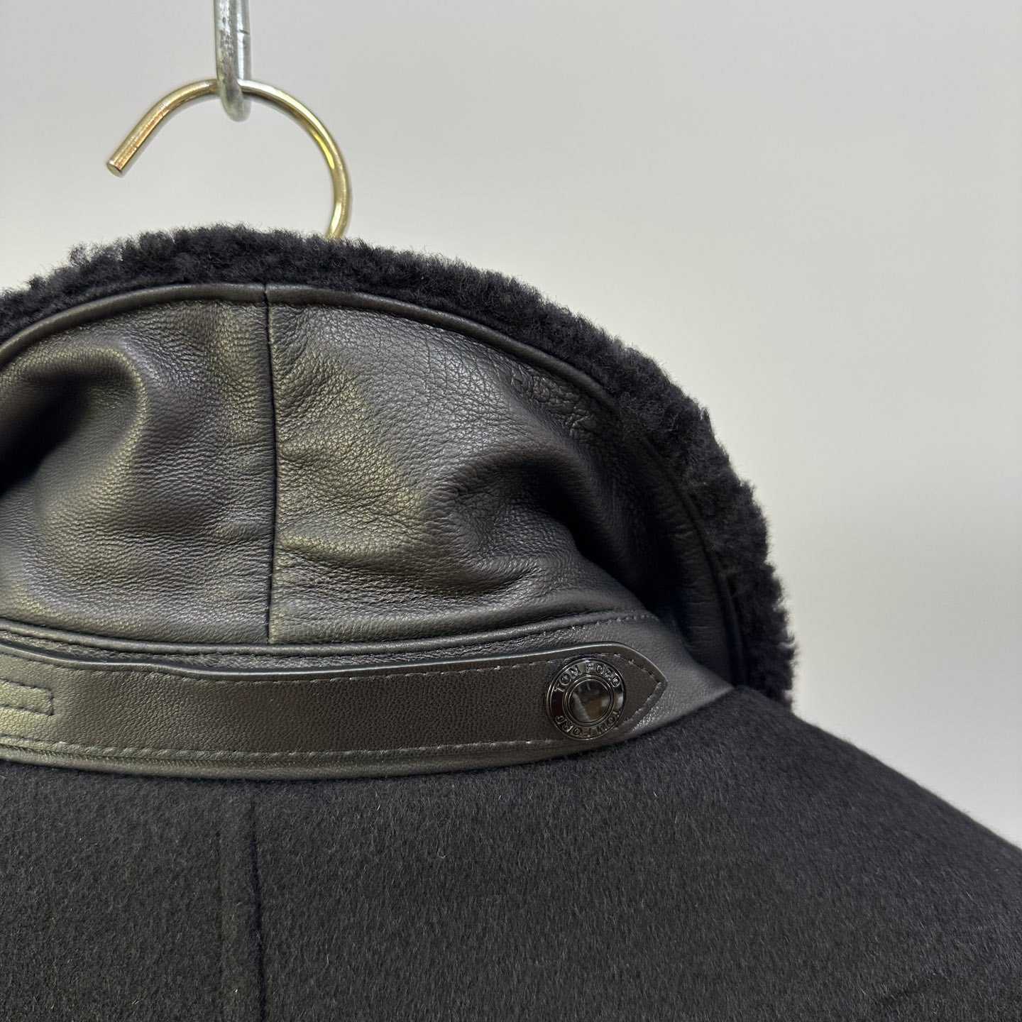 Tom Ford Black Shearling And Leather-trimmed Wool-blend Bomber Jacket - DopestKickz