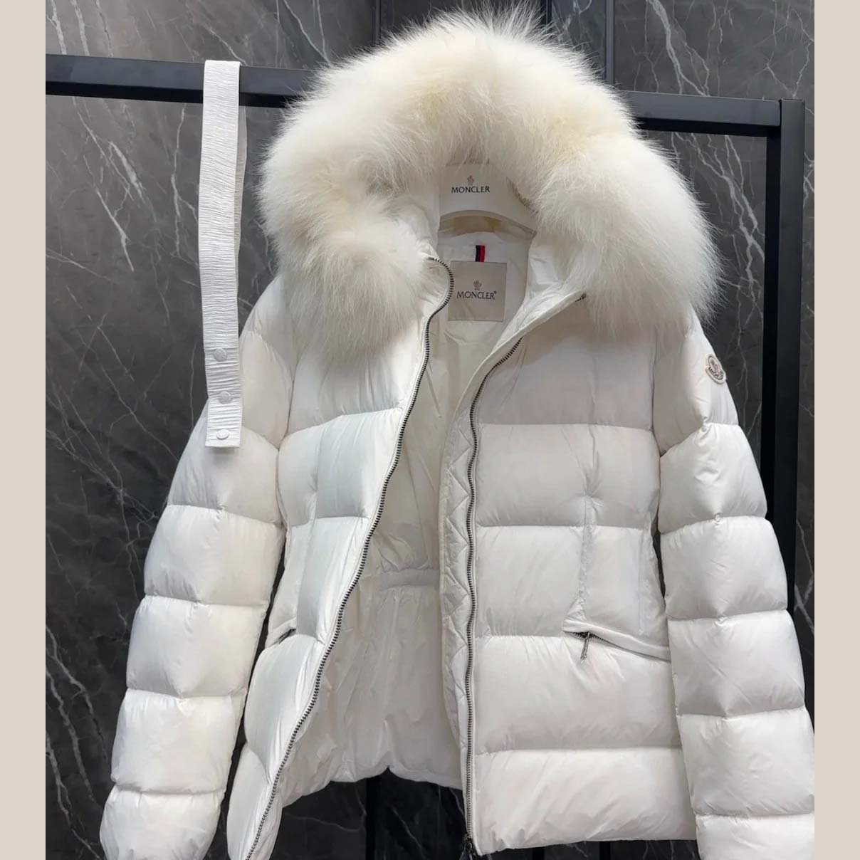 Moncler Belted Puffer Jacket With A Fur-trimmed Hood - DopestKickz