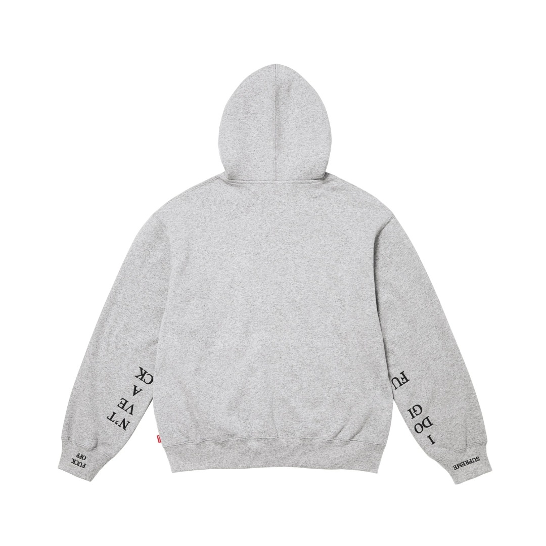 Supreme Idgaf Zip Up Hooded Sweatshirt 'Heather Grey' - DopestKickz