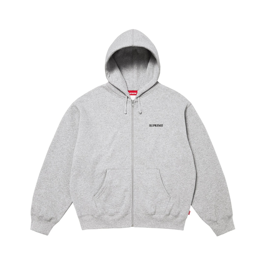 Supreme Idgaf Zip Up Hooded Sweatshirt 'Heather Grey' - DopestKickz