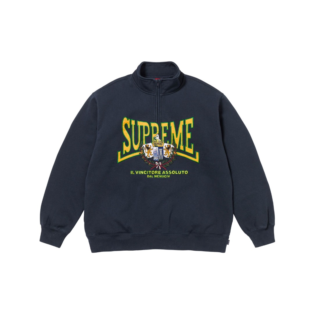 Supreme Crest Appliqué Half Zip Pullover 'Navy' - DopestKickz