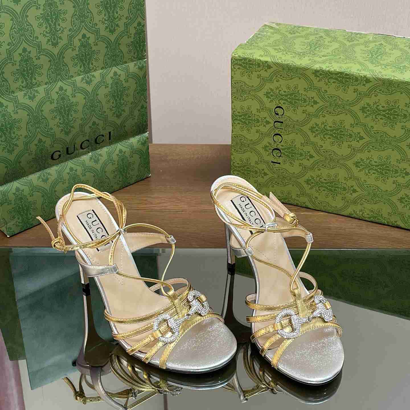 Gucci Horsebit Embellished Leather Sandals  85mm - DopestKickz