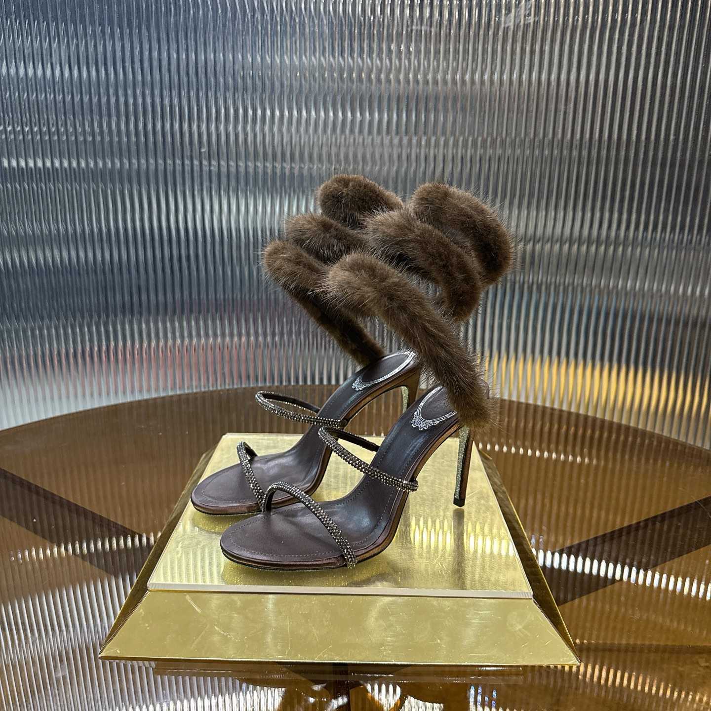 Rene Caovilla Lapin Fur-embellished 95mm Sandal   - DopestKickz