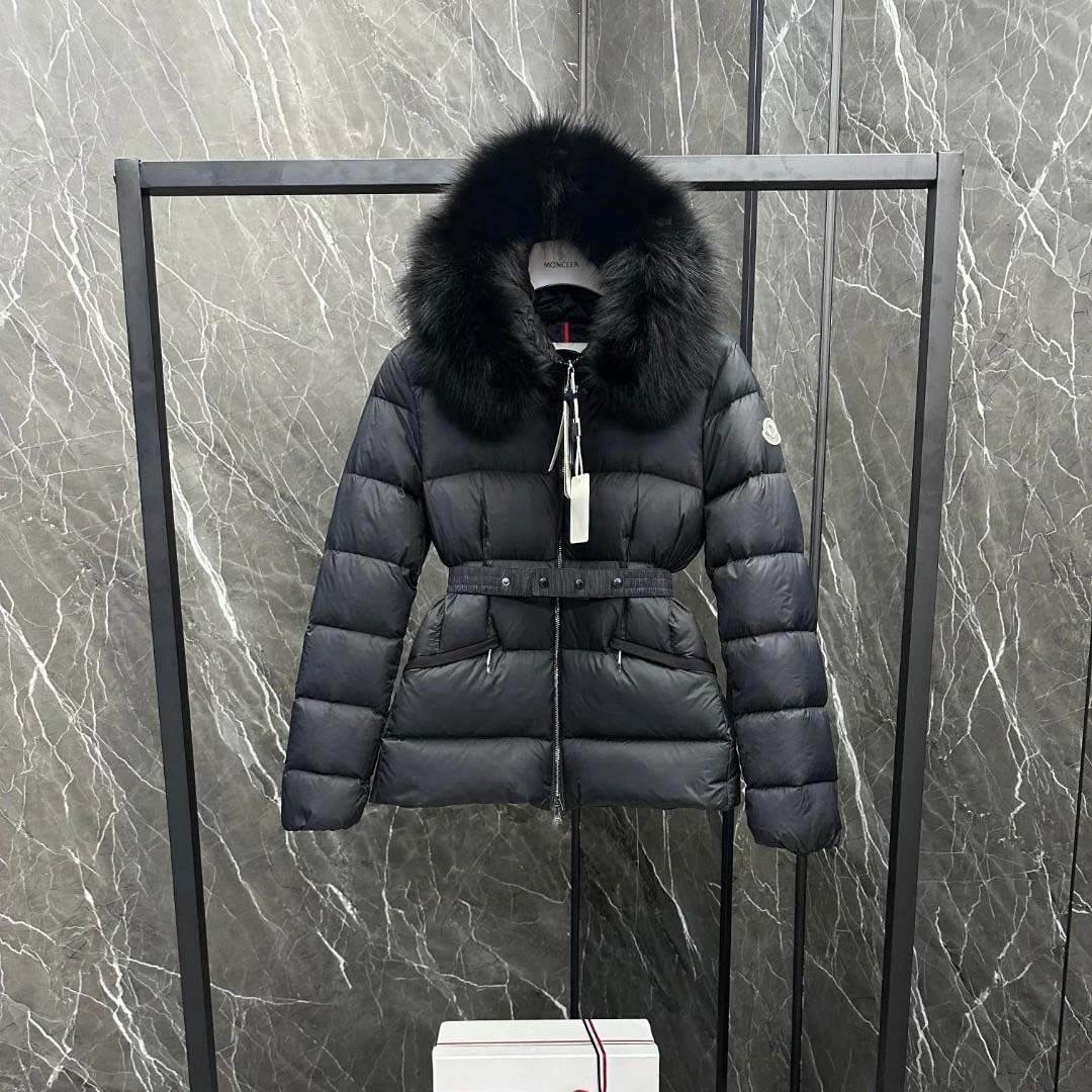 Moncler Belted Puffer Jacket With A Fur-trimmed Hood - DopestKickz