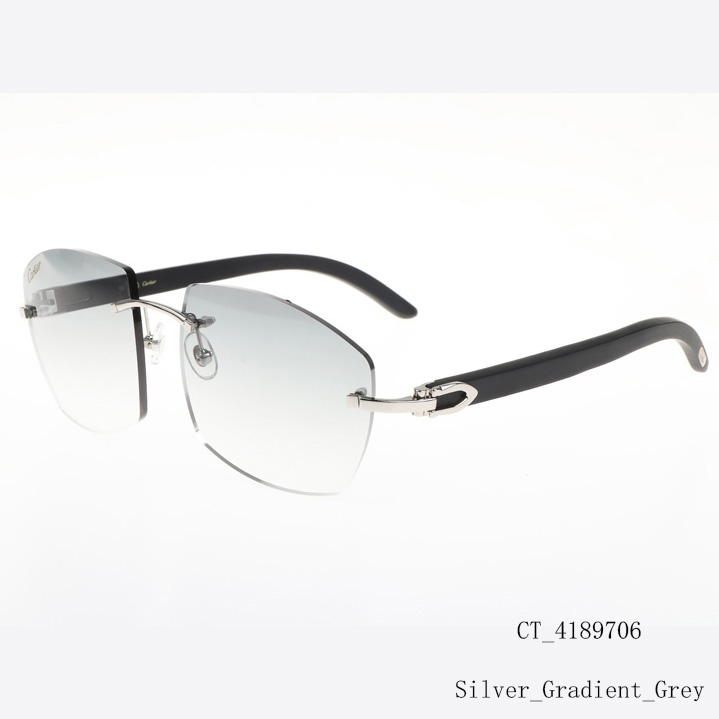 Cartier CT 4189706 Black Wood Sunglasses In Silver Gradient Grey - DopestKickz