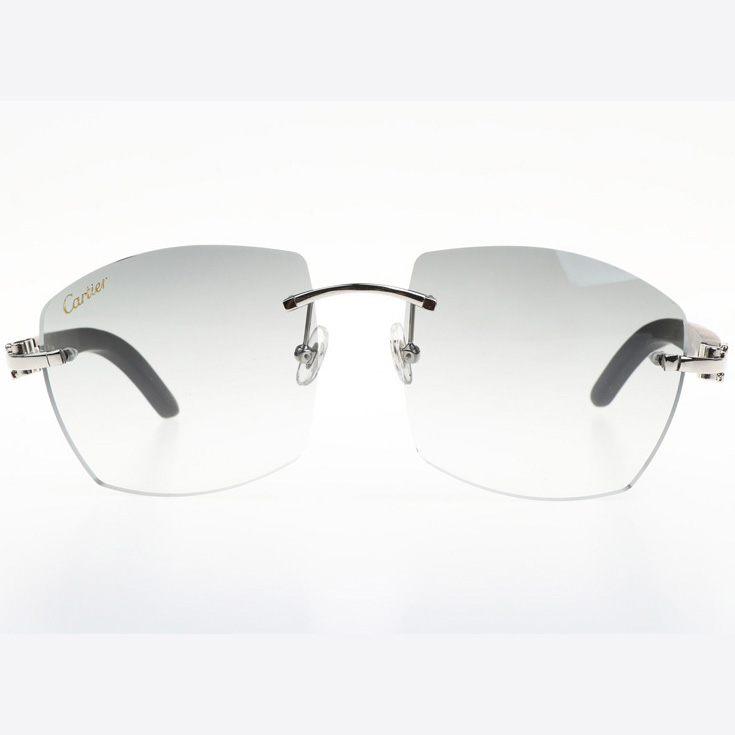 Cartier CT 4189706 Black Wood Sunglasses In Silver Gradient Grey - DopestKickz