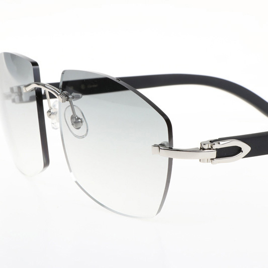 Cartier CT 4189706 Black Wood Sunglasses In Silver Gradient Grey - DopestKickz