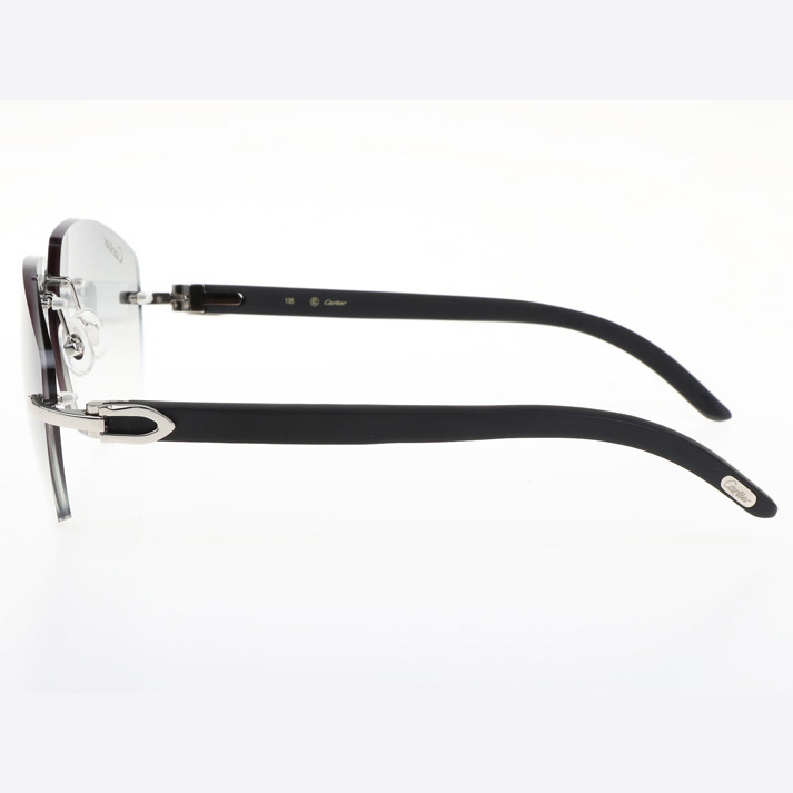 Cartier CT 4189706 Black Wood Sunglasses In Silver Gradient Grey - DopestKickz