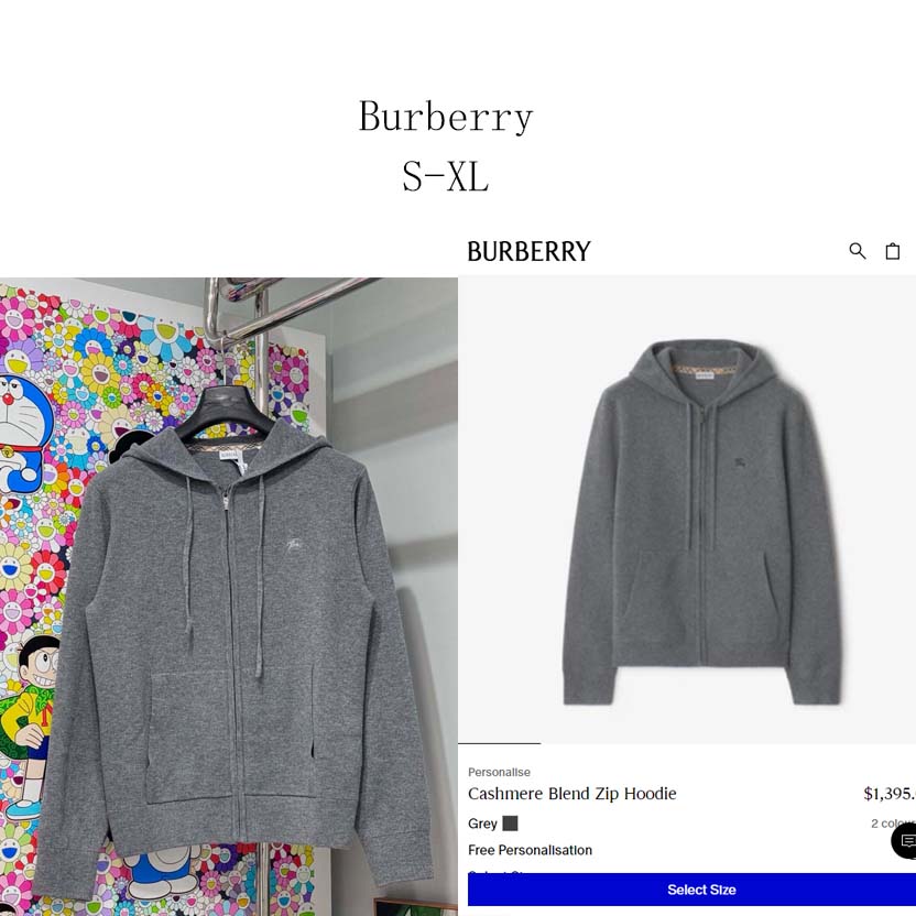 Burberry Cashmere Blend Zip Hoodie - DopestKickz