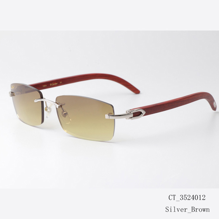 Cartier CT 3524012 Wood Sunglasses Silver Brown - DopestKickz