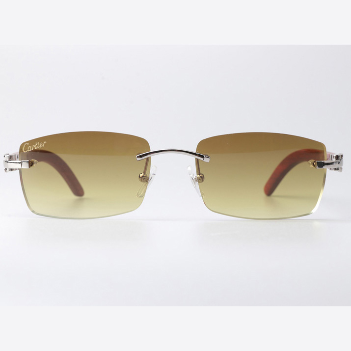 Cartier CT 3524012 Wood Sunglasses Silver Brown - DopestKickz