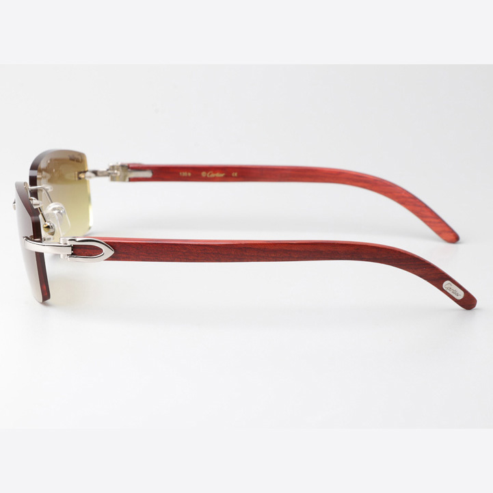 Cartier CT 3524012 Wood Sunglasses Silver Brown - DopestKickz