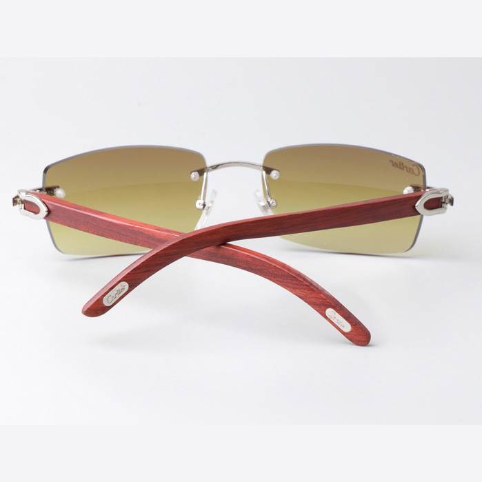 Cartier CT 3524012 Wood Sunglasses Silver Brown - DopestKickz