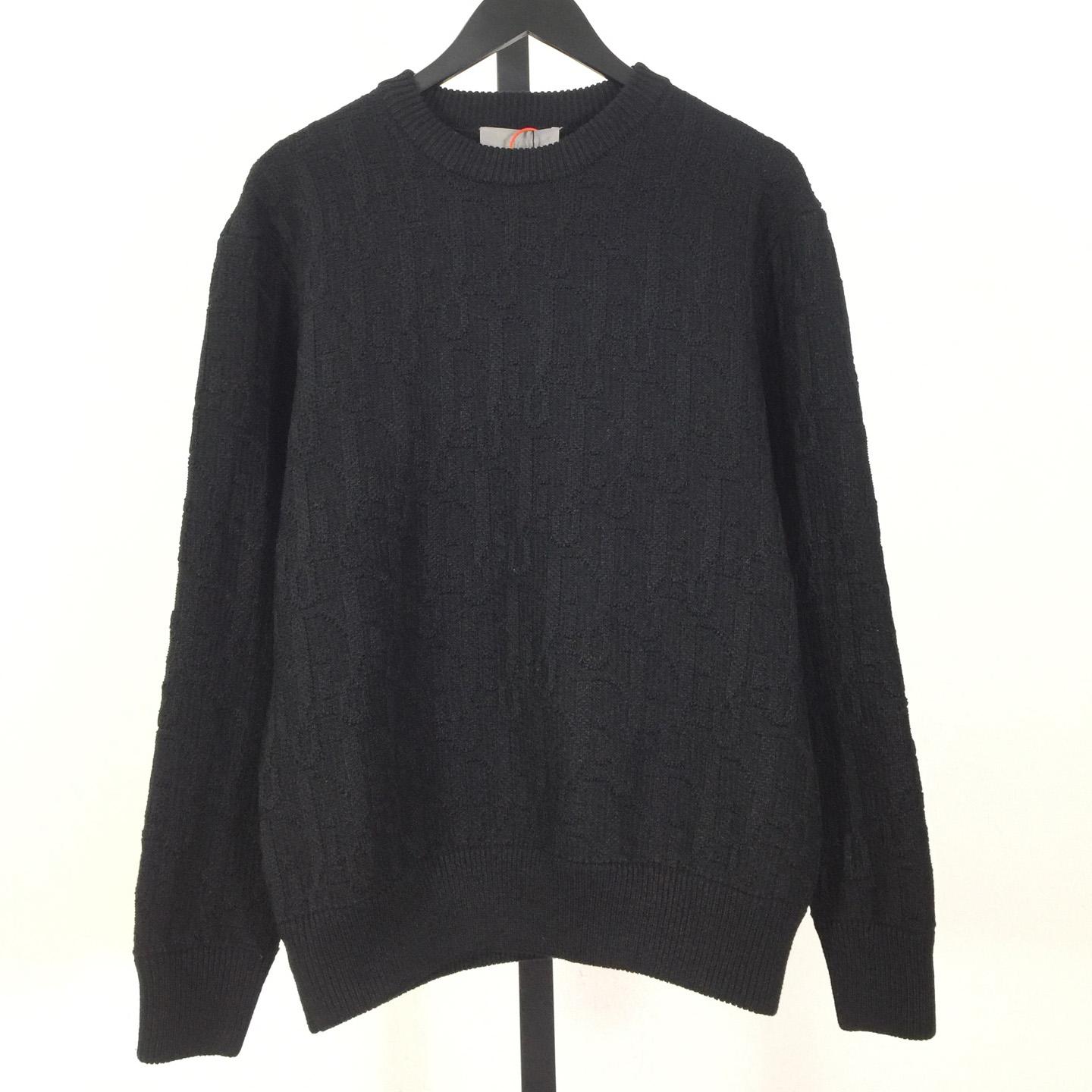 Dior Oblique Sweater Black Cotton-Blend Jacquard - DopestKickz