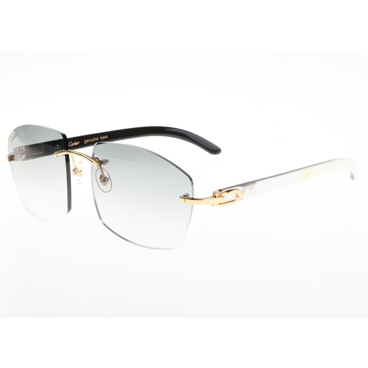 Cartier CT 4189706 White Mix Black Buffalo Sunglasses In Gold Gradient Grey - DopestKickz